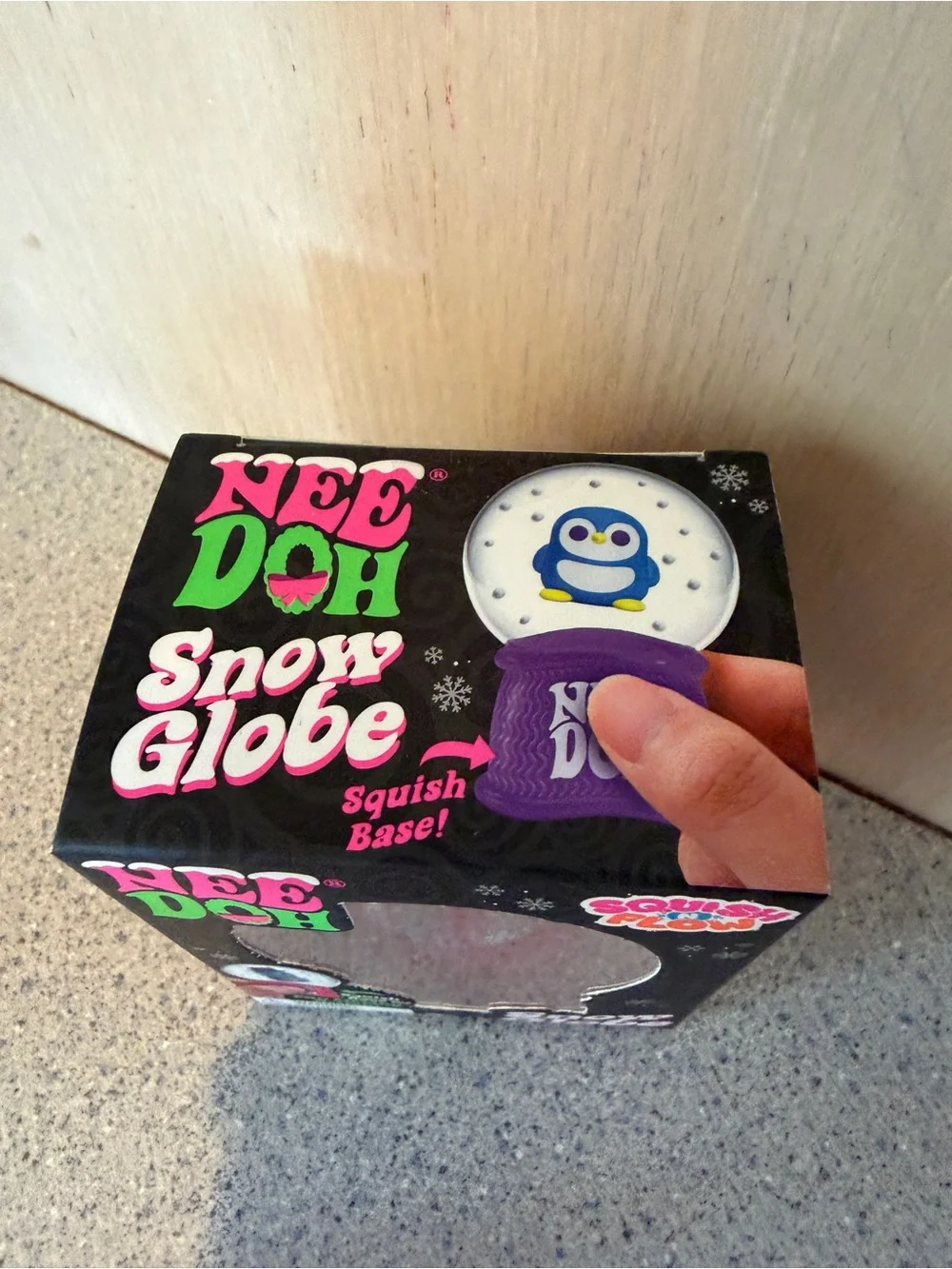 NeeDoh Pink Snow Globe Squishy Toy with Teal Snowman